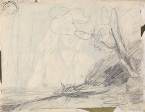 Estudo de paisagem para «As Acompanhantes de Titânia a Perseguir Morcegos» de George Romney