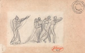 Possivelmente uma figura a proferir uma maldição sobre um grupo de George Romney