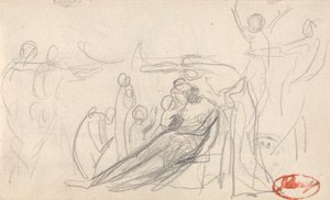 Figura reclinada com crianças e outras figuras de George Romney