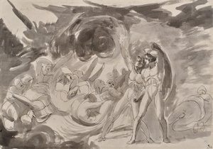 Satanás contempla os anjos caídos de George Romney