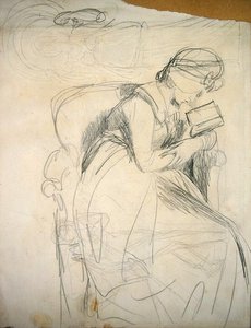 Serena Reading (lápis sobre papel) de George Romney