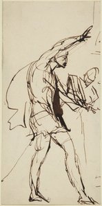 Esboço da personagem de Macbeth na cena do banquete da peça «Macbeth» de George Romney