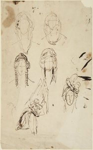 Esboços de uma cabeça de mulher e de uma mulher sentada com uma criança de George Romney