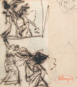 Figura em pé com o braço levantado e figura sentada de George Romney