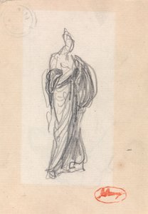 Mulher de pé com drapeado clássico de George Romney