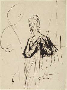 Figura feminina em pé, retratada até à cintura de George Romney