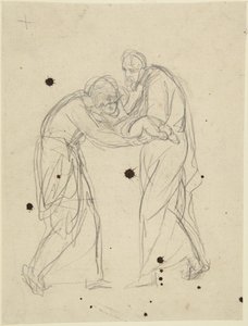 Figuras masculinas e femininas em pé, segurando um bebé de George Romney