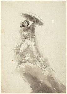 Nu masculino a caminhar com um escudo: estudo para «A Queda dos Anjos Rebeldes» de George Romney