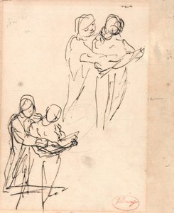Estudos sobre crianças a examinar um livro de George Romney