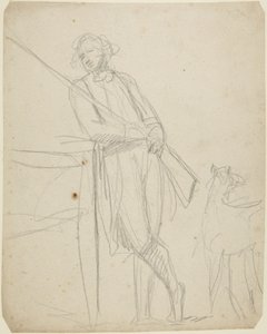 Esboço para um retrato de corpo inteiro de um homem a segurar uma arma de George Romney