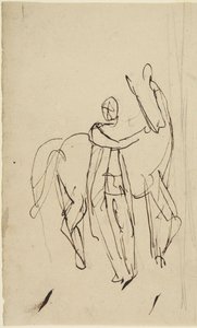 Esboço para um retrato de um homem de pé ao lado de um cavalo de George Romney