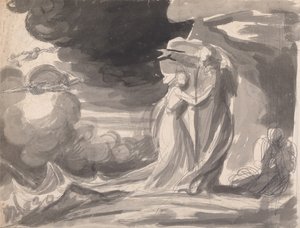 Estudo para a cena do naufrágio, «A Tempestade»: Próspero e Miranda de George Romney