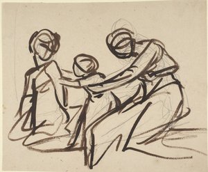 Estudo de duas mulheres sentadas com uma criança de George Romney