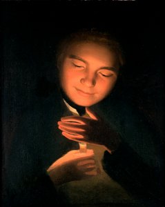 O irmão de artistas James, segurando uma vela, 1761 de George Romney
