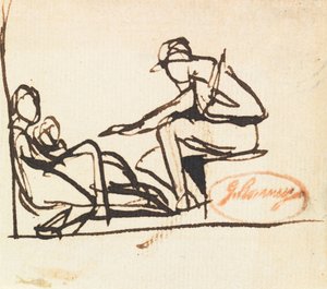 Duas figuras sentadas de George Romney