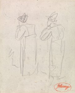 Duas figuras em pé com chapéus altos de George Romney