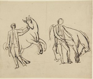 Dois esboços para um retrato de um homem com um cavalo de George Romney