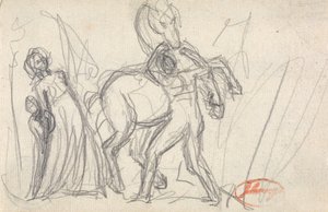 Indivíduos não identificados: mulher, criança, homem e cavalo de George Romney