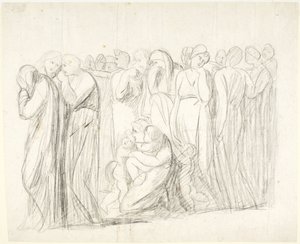 Mulheres e crianças a chorar: esboço para «A Acusação de Susana»; Verso: estudos de figuras de George Romney