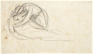 Mulher a abraçar uma figura reclinada  (verso: metade inferior de duas figuras em pé) de George Romney