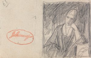 Mulher com a cabeça apoiada num braço dobrado de George Romney