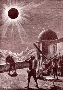 Exploradores no deserto africano observam o eclipse. 1888 (gravura) de George Roux