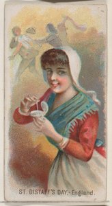 Dia de Saint Distaff, Inglaterra, da série Holidays N80 para cigarros da marca Duke, 1890., 1890.