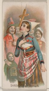 Shrove-Tide, Dinamarca, da série Holidays N80 para cigarros da marca Duke, 1890., 1890. de George S. Harris and Sons