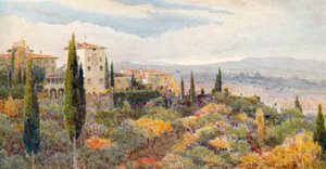 Uma Villa Toscana (litografia a cores) de George Samuel Elgood