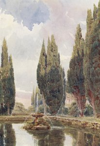 Jardins italianos: Il Laghetto, Villa Falconieri (litografia a cores) de George Samuel Elgood