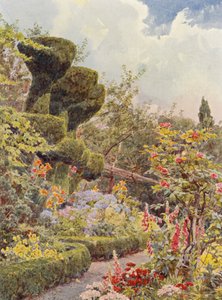 Jardins italianos: La Badia, o jardim do mosteiro (litografia a cores) de George Samuel Elgood
