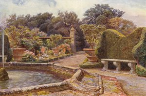 Jardins italianos: A Fonte, Villa di Caniparola (litografia a cores) de George Samuel Elgood