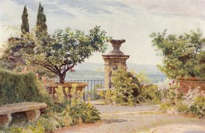 Jardins italianos: Villa Amari, O Belvedere (litografia a cores) de George Samuel Elgood