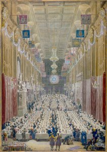 Vista do Jantar do Lord Mayor no Guildhall, City of London, 1828