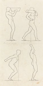 Carregando um peso; Preparando-se para saltar e descer de George Scharf after John Flaxman