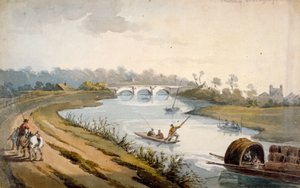 Rio Tamisa perto de Chertsey, Surrey, c1820