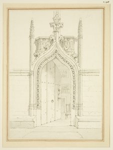 Porta da Sacristia de Santa Maria Redcliffe, c.1812 (lápis e aguarela sobre papel) de George Shepherd