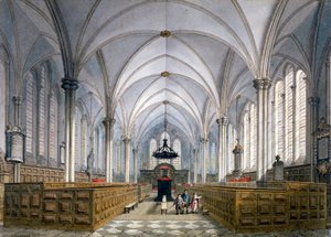 Vista interior da Temple Church, Londres, 1811. de George Shepherd