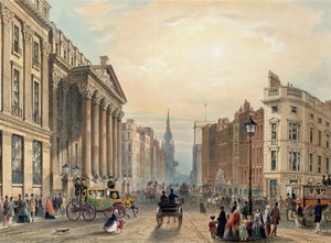 Mansion House olhando para Cheapside, gravado por Thomas Picken (d.1870) publicado por Ackermann 1851 de George Shepherd