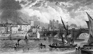 Ponte de Rochester, gravada por H. Adlard, c.1830 de George Shepherd