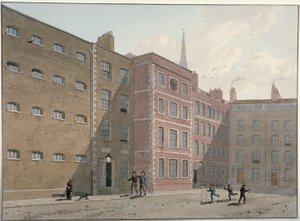 Vista do quadrilátero em Bridewell, City of London, 1810 de George Shepherd