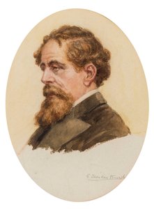 Retrato de Charles Dickens.