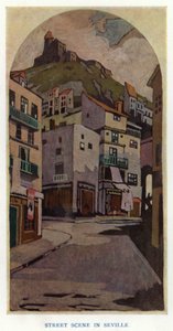 The Duenna by Sheridan: Street Scene in Seville (cor litho) de George Sheringham
