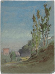 Albano, Itália, c.1872 (aguarela com guache sobre grafite) de George Snr. Inness