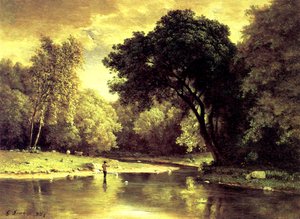 Pescador em um riacho de George Snr. Inness