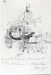 Carruagem do Cirurgião no Hospital St. Bartholomews, Londres, 1833 de George Snr Scharf