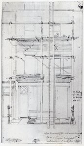 O exterior da casa de Issac sendo pintado, 1843 de George Snr Scharf