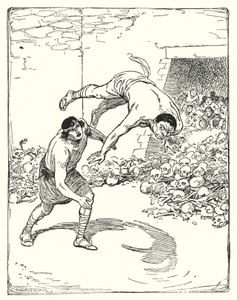 Estes: "Theseus lançou-o mesmo por cima do ombro dele no chão" (litho) de George Soper