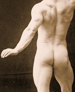 Eugen Sandow, na antiga pose greco-romana antiga, detalhe da foto DGC 1073442 c.1894 bw
