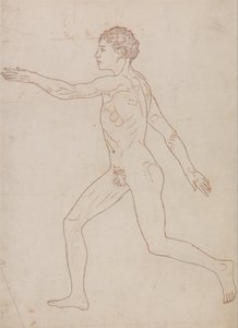 Uma exposição anatómica comparativa da estrutura do corpo humano com a de um tigre e de uma ave comum: Figura Humana, Vista Lateral (Esboço de Estudo no Verso da Tabela VIII) de George Stubbs